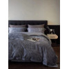Комплект постельного белья Тенсель+єгипетська бавовна Хвилі глибокий синій